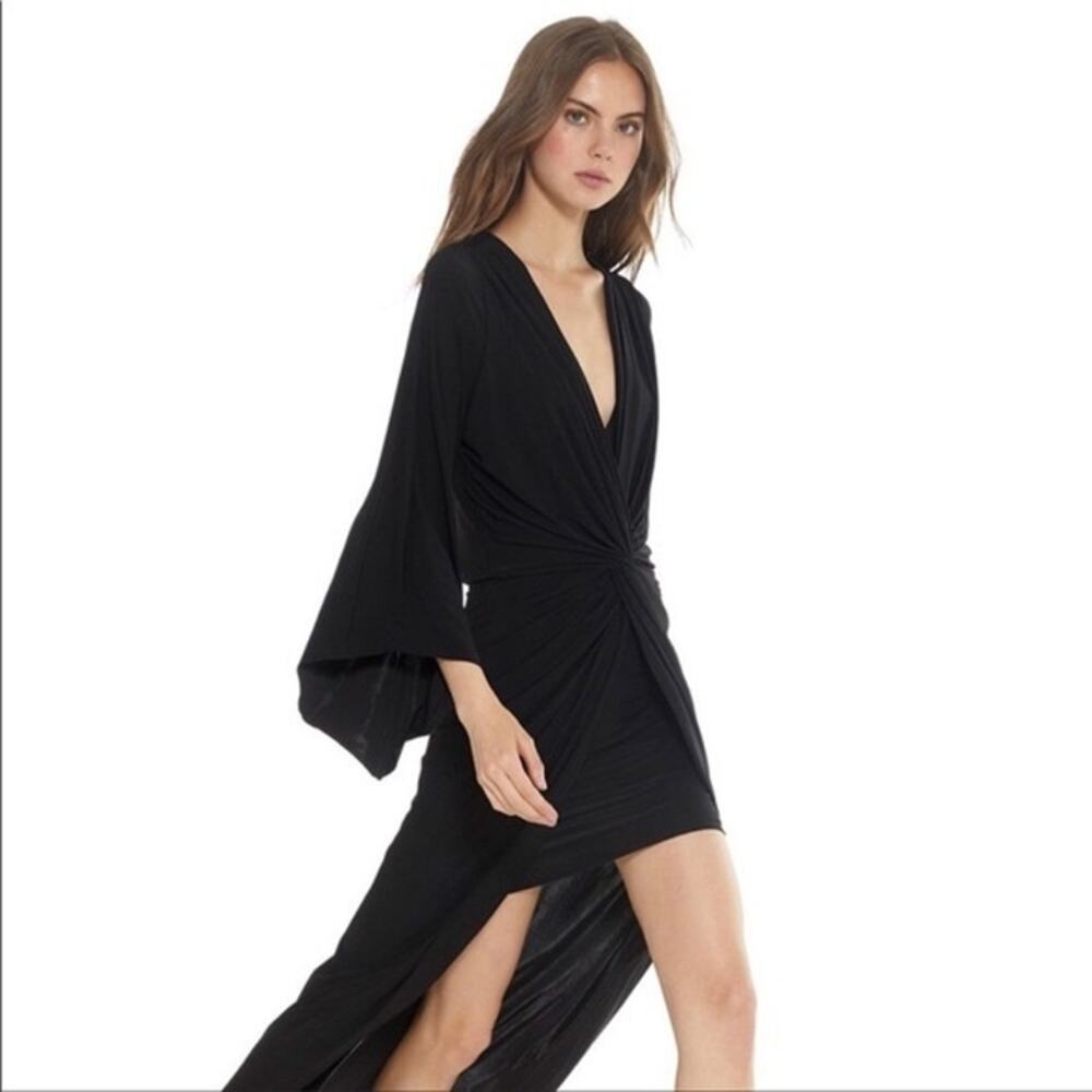 Misa Los Angeles Teget Twisted Long Maxi Dress Long Sleeve Black Size XS NWT